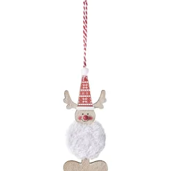 Gifi Suspension de Noël Personnage en bois avec fourrure^ Décoration Sapin