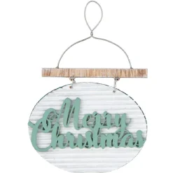 Gifi Suspension de Noël plaque en bois verte^ Décoration Sapin