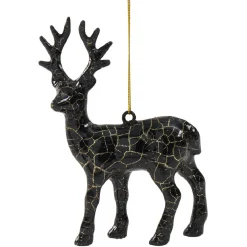 Gifi Suspension de Noël renne craquelé noir doré H.13 cm^ Décoration Sapin