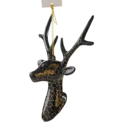 Gifi Suspension de Noël renne craquelé noir doré H.13 cm^ Décoration Sapin