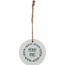 Gifi Suspension de Noël ronde en céramique design nature Scandinave^ Décoration Sapin