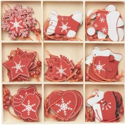 Gifi Suspension de noël rouge en bois x36^ Décoration Sapin