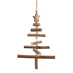 Gifi Suspension de Noël sapin bois flotté marron^ Décoration Sapin