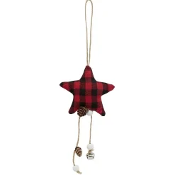 Gifi Suspension de Noël Sapin ou Étoile en tissu tartan^ Décoration Sapin