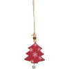 Gifi Suspension de Noël Étoile en bois motif traditionnel rouge blanc^ Décoration Sapin