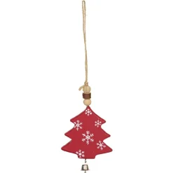 Gifi Suspension de Noël Étoile en bois motif traditionnel rouge blanc^ Décoration Sapin