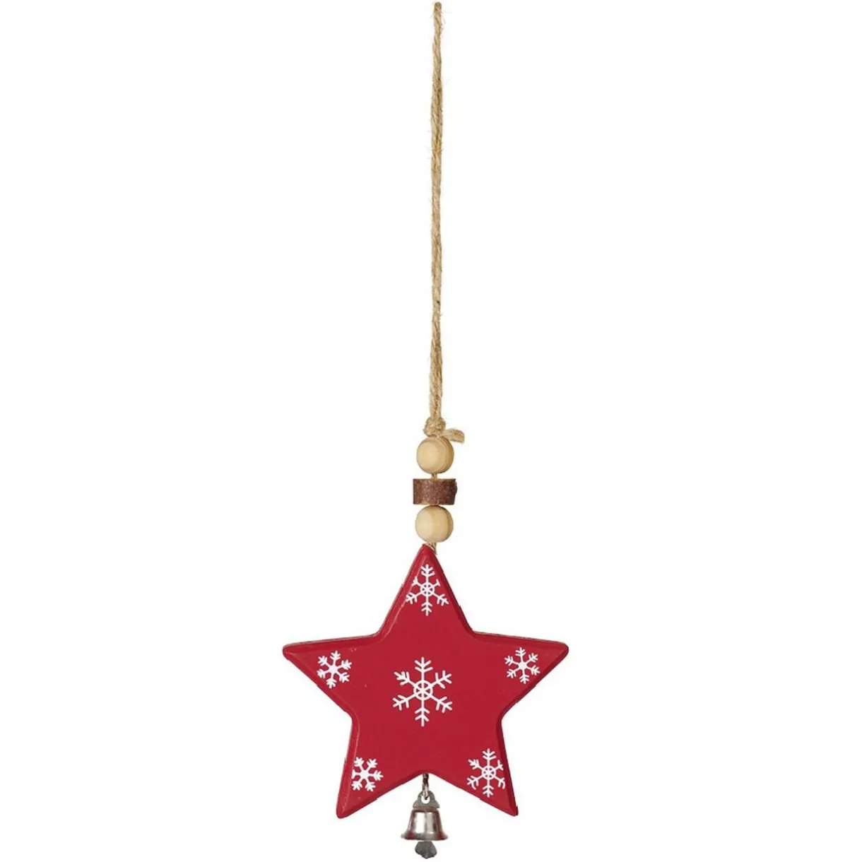 Gifi Suspension de Noël Étoile en bois motif traditionnel rouge blanc^ Décoration Sapin