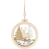 Gifi Suspension de Paysage de Noël dans cercle en bois^ Décoration Sapin