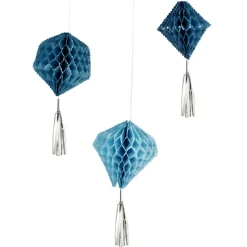 Gifi Suspension en papier bleu de forme géométrique x 3