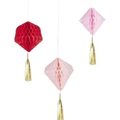 Best Gifi Suspension en papier rose de forme géométrique x 3