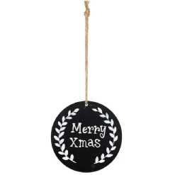 Gifi Suspension forme Couronne de Noël mdf noir et blanc^ Décoration Sapin