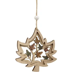 Gifi Suspension forêt décoration de Noël en bois ajouré H.10 cm^ Décoration Sapin