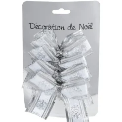 Gifi Suspension Noeud de Noël argenté x4^ Décoration Sapin