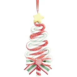 Gifi Suspension Noël sapin en sucre d orge pailleté rouge vert blanc H.10,5 cm^ Décoration Sapin