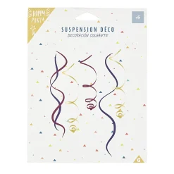 Outlet Gifi Suspension spirale en papier bleu, rose et doré