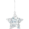 Gifi Suspension étoile de Noël argentée bleue^ Décoration Sapin