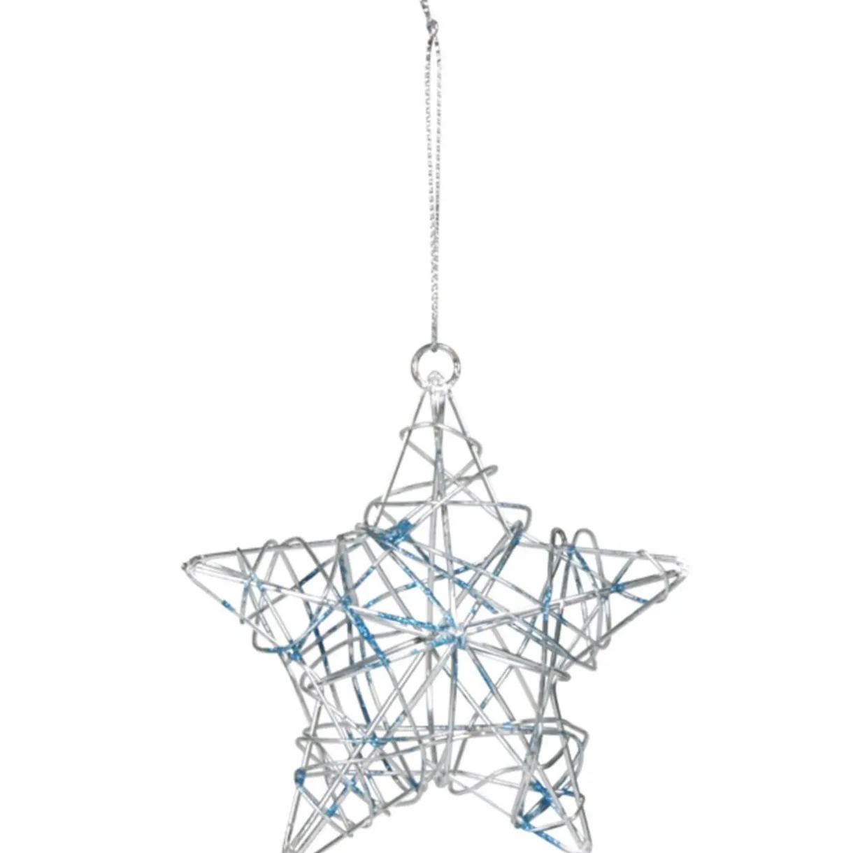 Gifi Suspension étoile de Noël argentée bleue^ Décoration Sapin
