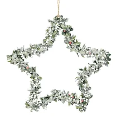 Gifi Suspension Étoile de Noël en métal décor feuilles et givre^ Décoration Sapin