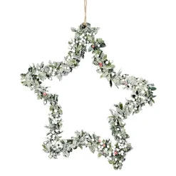 Gifi Suspension Étoile de Noël en métal décor feuilles et givre^ Décoration Sapin