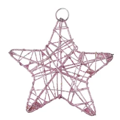 Gifi Suspension Étoile de Noël pailleté rose^ Décoration Sapin