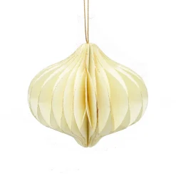 Gifi Suspension toupie 3D papier certifié FSC® blanc crème et doré Ø8xH9cm^ Décoration Sapin