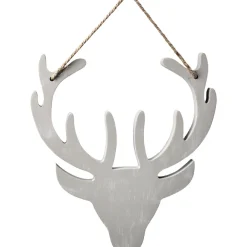 Gifi Suspension tête de renne Noël beige H. 28 cm^ Décoration Sapin