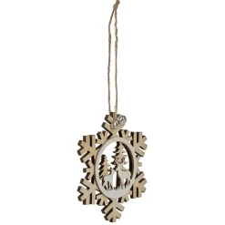 Gifi Suspension village de Noël dans flocon en bois^ Décoration Sapin