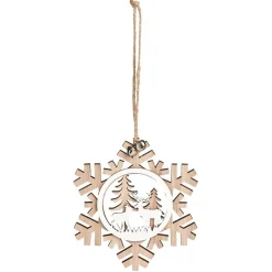 Gifi Suspension village de Noël dans flocon en bois H12cm - 2 modèles^ Décoration Sapin