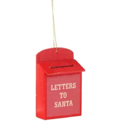 Gifi Suspensison boîte aux lettres en bois décoration de Noël rouge^ Décoration Sapin
