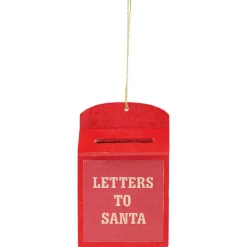 Gifi Suspensison boîte aux lettres en bois décoration de Noël rouge^ Décoration Sapin