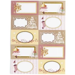 Gifi Étiquette cadeau autocollante Merry Christmas rose 4x8cm x10^ Loisirs Créatifs Et Emballage Cadeau