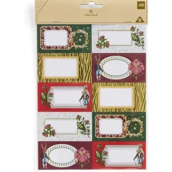 Gifi Étiquette cadeau autocollante Noël fleurs vintage lapin 4x8cm x10^ Loisirs Créatifs Et Emballage Cadeau