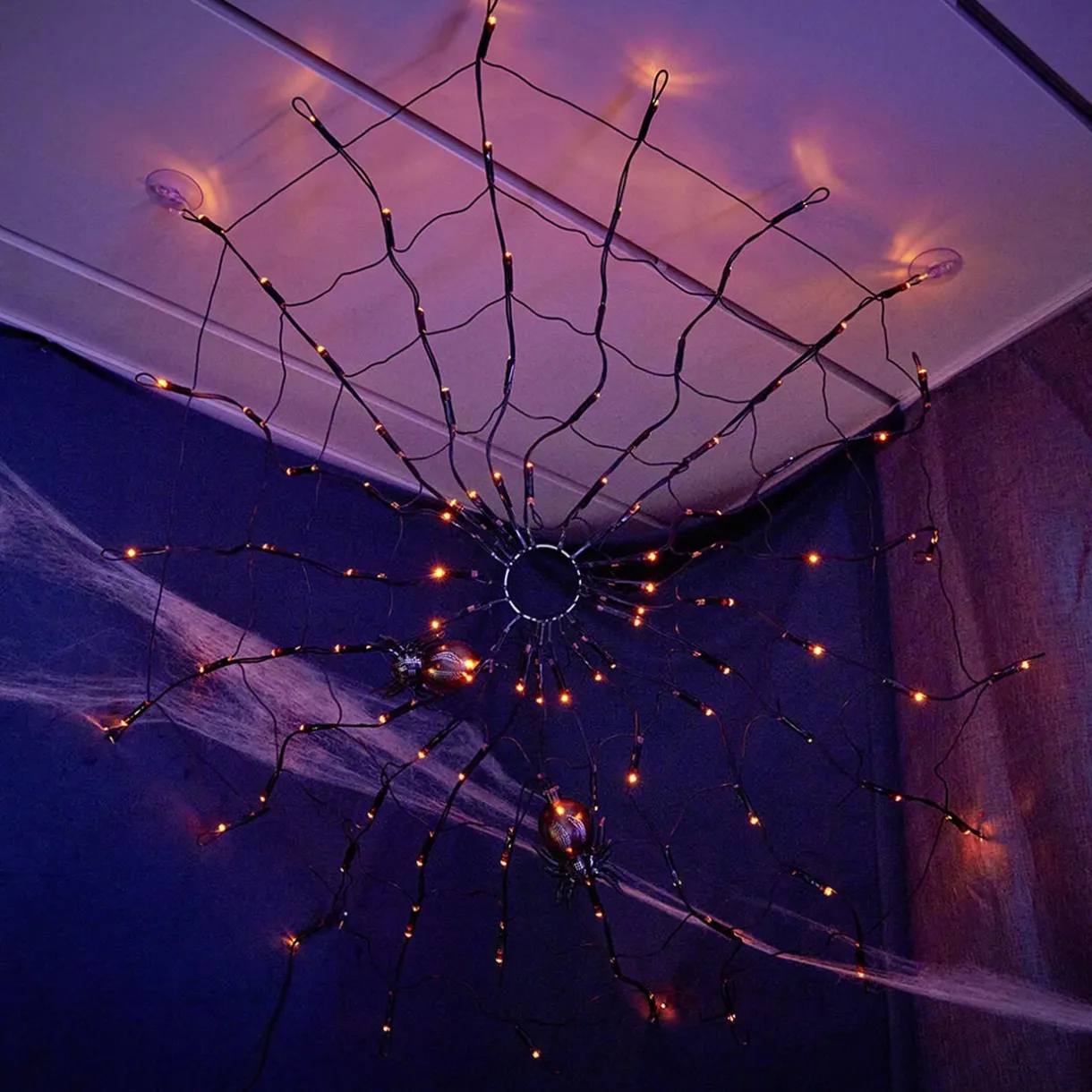Outlet Gifi Toile d'araignée lumineuse 100 LED orange Ø78cm