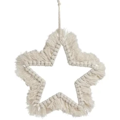 Gifi Étoile de Noël à suspendre macramé beige 21x21cm^ Décoration Sapin