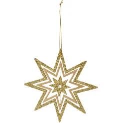 Gifi Étoile de Noël dorée en bois à suspendre^ Décoration Sapin