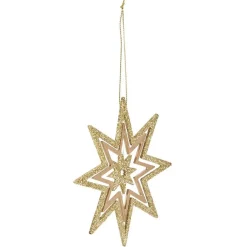 Gifi Étoile de Noël dorée en bois à suspendre^ Décoration Sapin