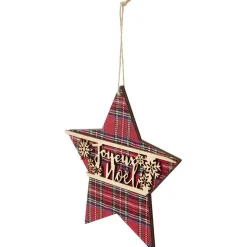 Gifi Étoile de Noël en bois tartan^ Décoration Sapin