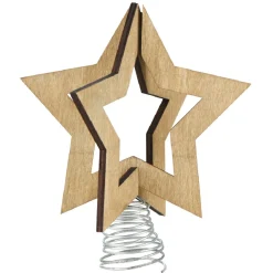 Gifi Étoile de Noël sur socle à ressort bois naturel^ Décoration Sapin