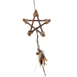 Gifi Étoile marron bois fourrure et plumes cheyenne^ Décoration Sapin