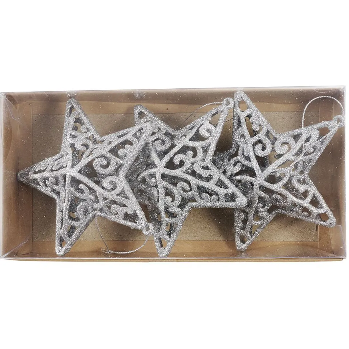 Gifi Étoile pailletée argentée à suspendre H.11 cm x3^ Décoration Sapin