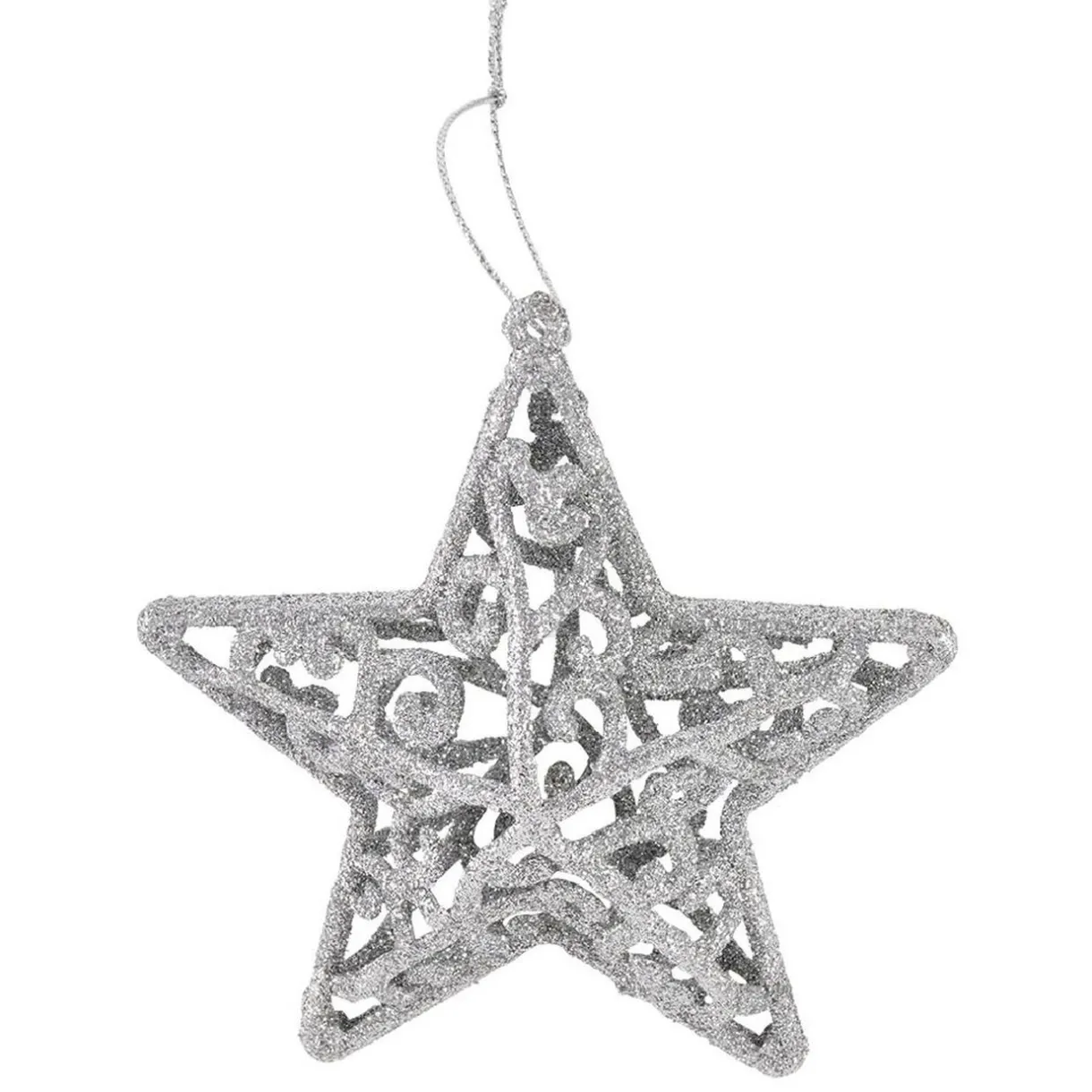 Gifi Étoile pailletée argentée à suspendre H.11 cm x3^ Décoration Sapin