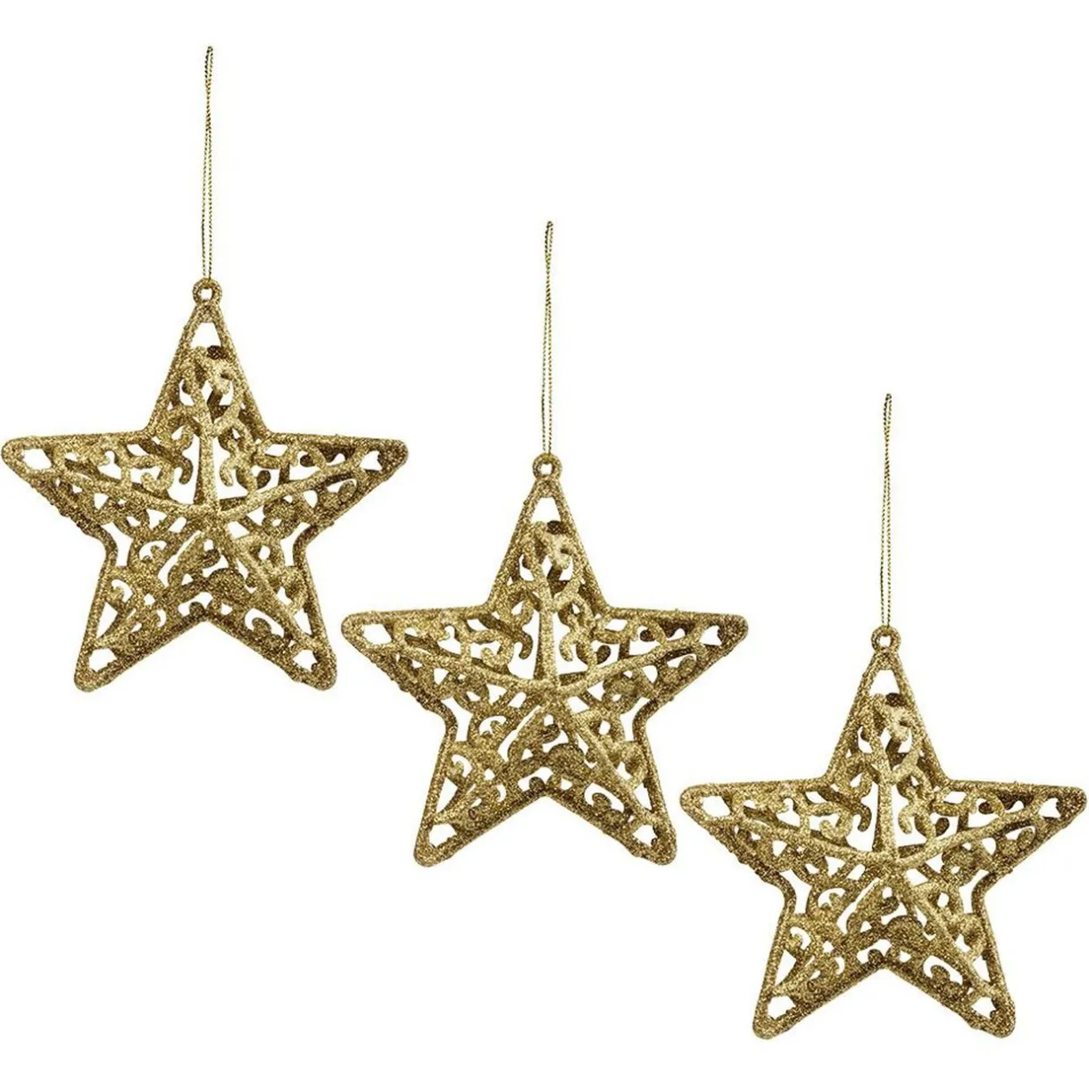 Gifi Étoile pailletée dorée à suspendre H.11 cm x3^ Décoration Sapin