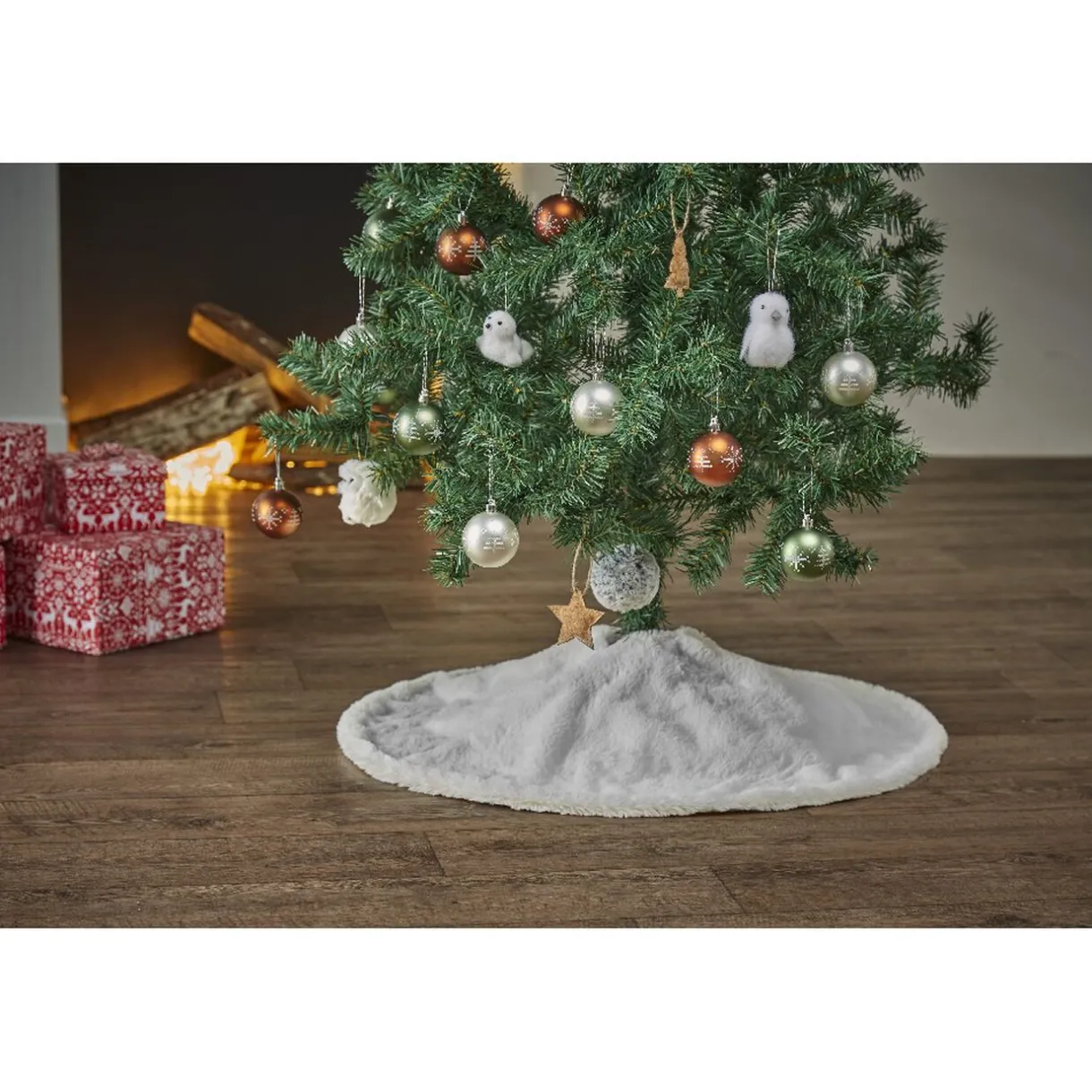 Discount Gifi Tour de sapin blanc neige