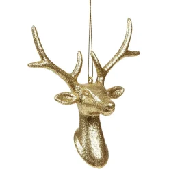 Gifi Tête de renne de Noël dorée à paillettes à suspendre^ Décoration Sapin