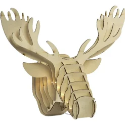 Gifi Tête de renne en bois lumineux 20 Led Blanc chaud^ Décoration Extérieure De Noël