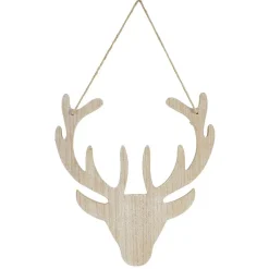 Gifi Tête de Renne mdf beige naturel à suspendre^ Décoration Sapin