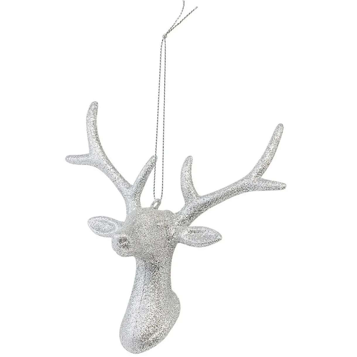 Gifi Tête de Renne pailleté argenté à suspendre^ Décoration Sapin