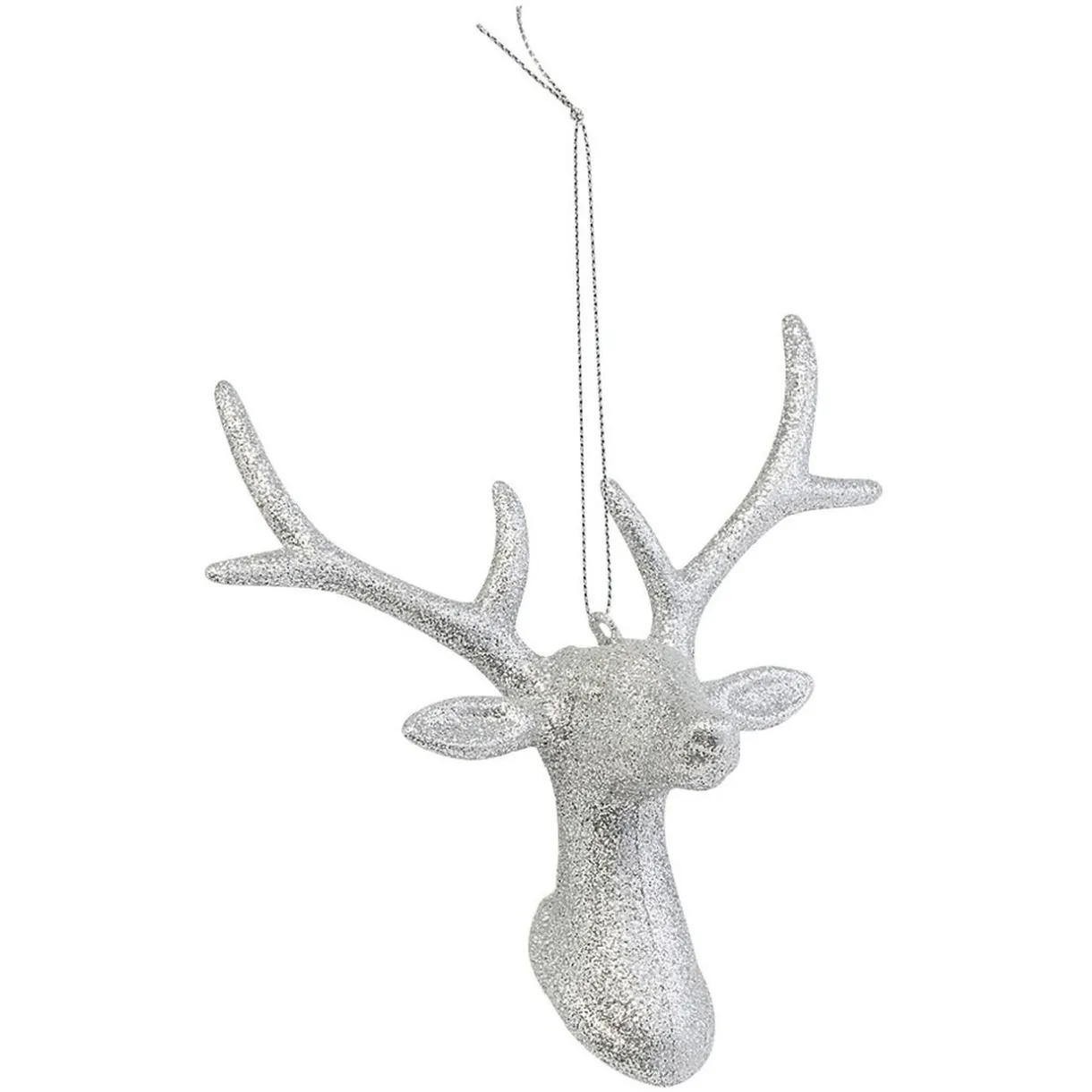 Gifi Tête de Renne pailleté argenté à suspendre^ Décoration Sapin