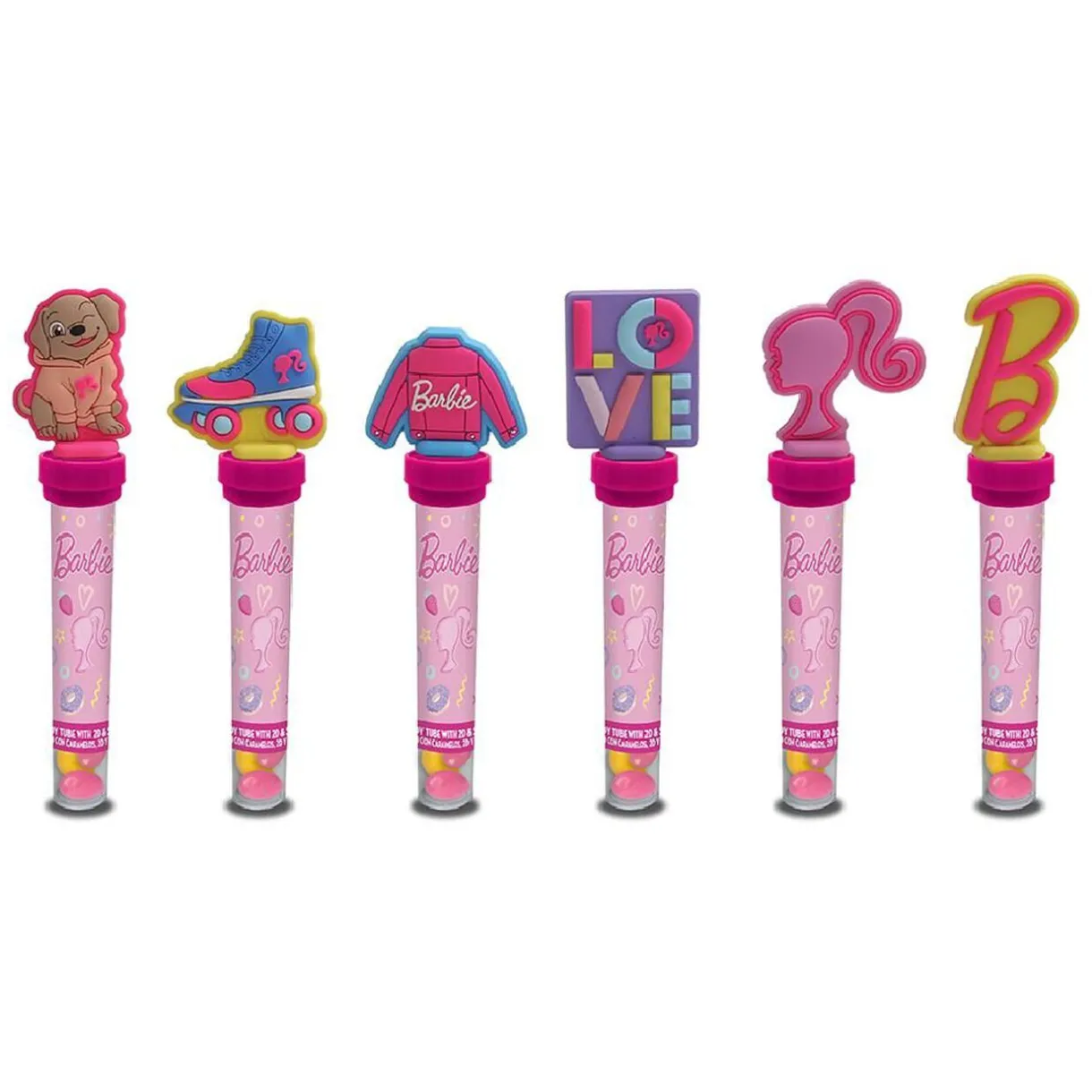 Sale Gifi Tube de 20 bonbons Barbie avec capuchon tampon