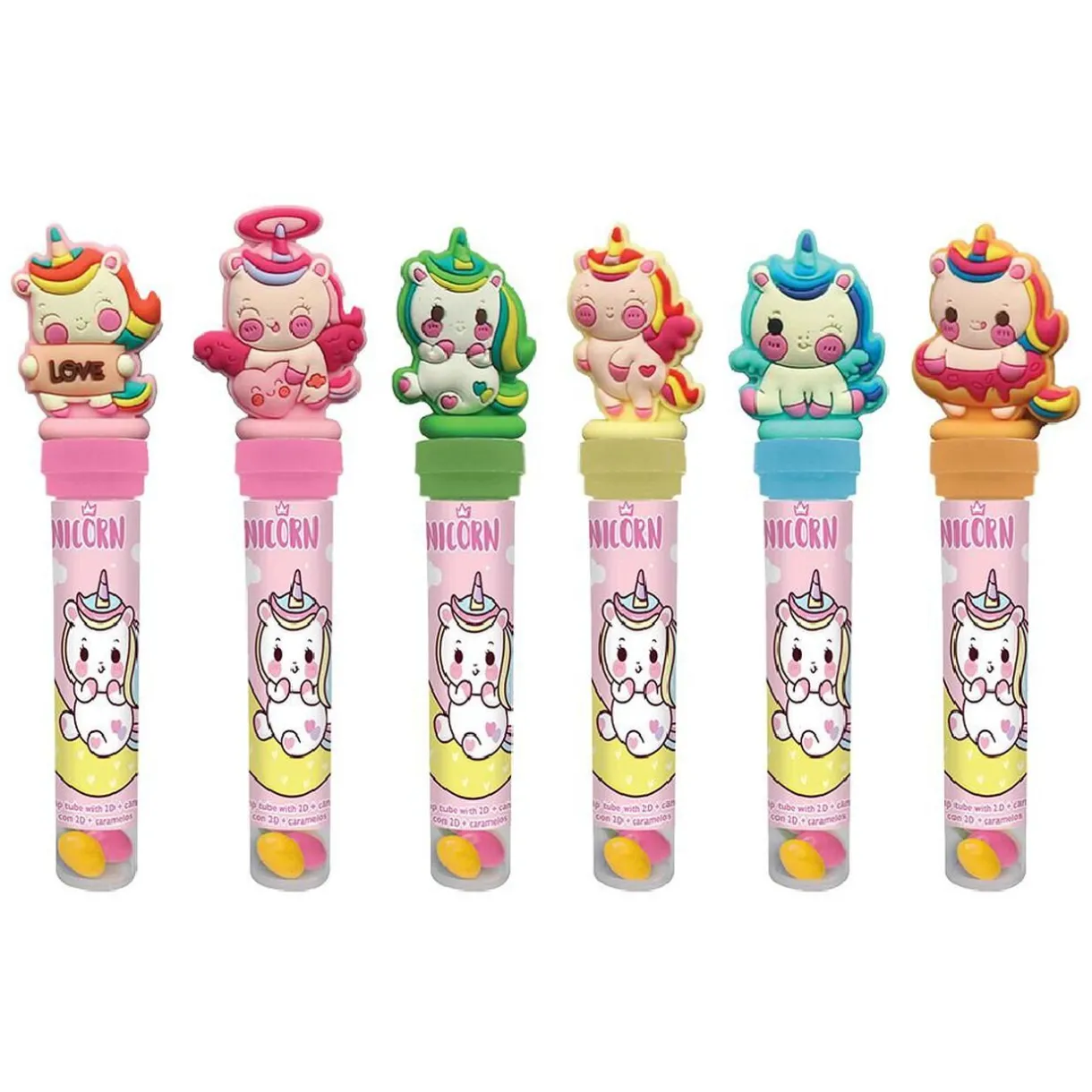 Discount Gifi Tube de 20 bonbons Licorne avec capuchon tampon